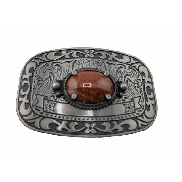 Vintage Western Belt Buckle With‎ Semi Precious Stone - Picture 1 of 5